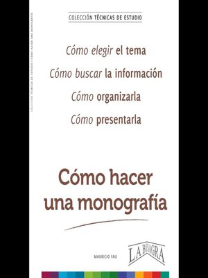 cover image of ¿CÓMO HACER UNA MONOGRAFÍA?